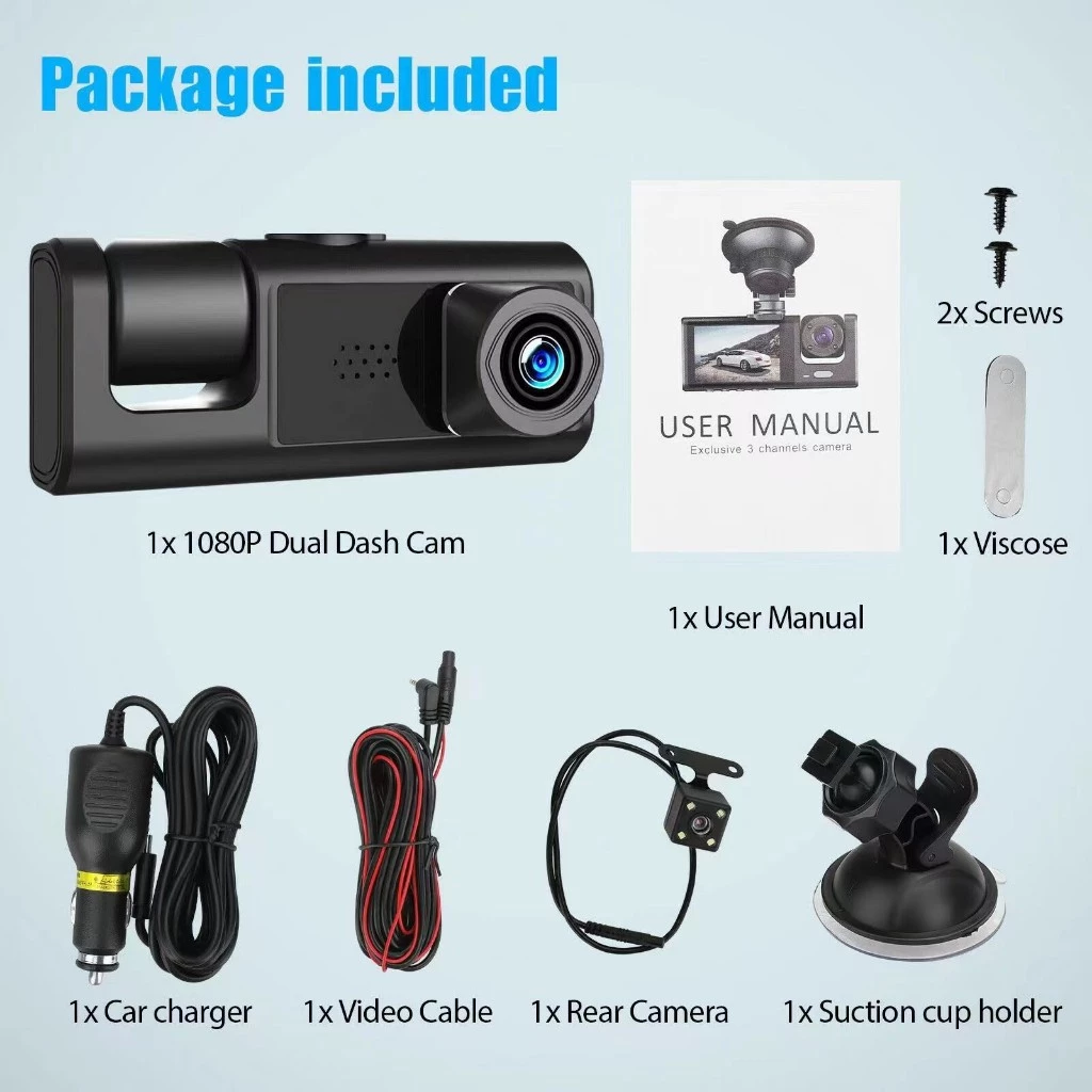 【With WIFI】New 2024 Dash Cam S1 กล้องติดรถยน2024 กล้องติดรถยนต์ 3เลนส์ด้านหน้า/ด้านหลัง Full HD 1080P มีโหมดกลางคืน ติดต thumbnail 10