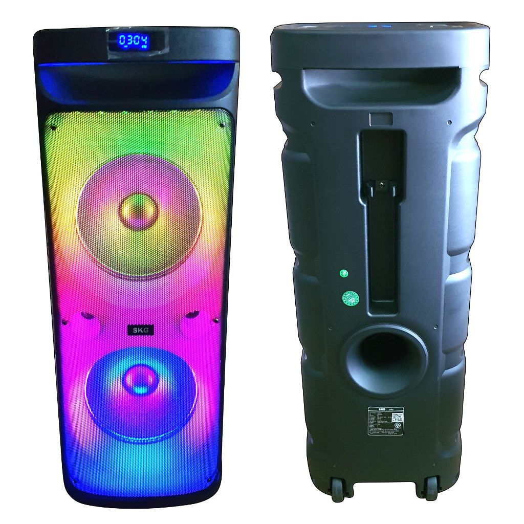 SKG ลำโพง พกพา บลูทูธ ล้อลาก 10นิ้วx2ดอก 40wRMS ขยาย 21,000 W ไมค์ลอย 1ตัว ไฟวิบวับ (ปิด-เปิดได้) รุ่น KG-052 สีดำ เบสดี