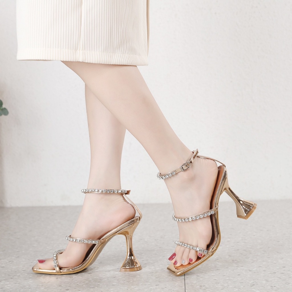 YOURSHOES 332 / รองเท้าส้นสูง 4นิ้ว รองเท้าผู้หญิง รองเท้าออกงานแต่งสายเพชรรัดข้อเท้า รูปที่ 5