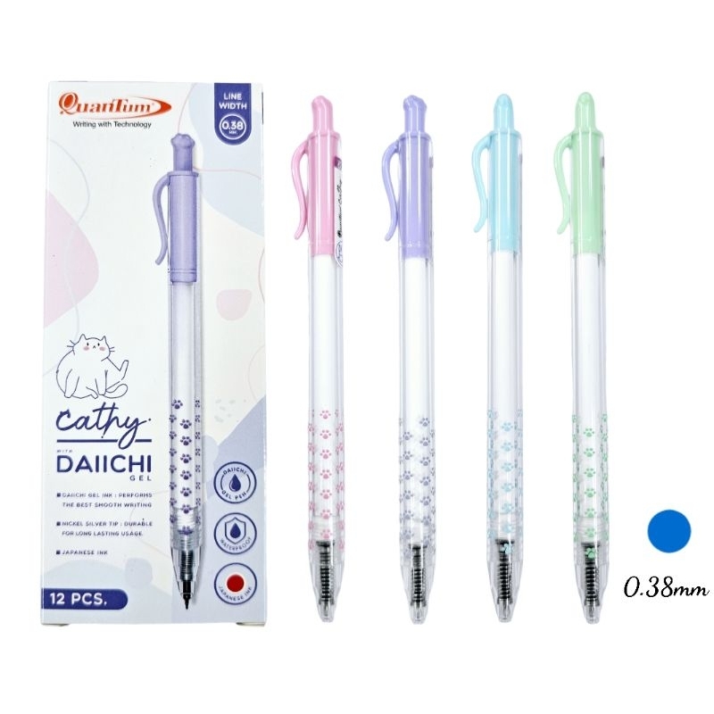 Quantum ปากกาเจล แคตตี้ Cathy with Daiichi Gel ขนาด 0.38มม. หมึกน้ำเงิน (คละสีด้าม)