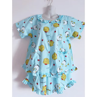 👕ชุดนอนผู้ใหญ่ แขนสั้นขาสั้น คอกลม ลายการ์ตูน ลายริ้ว สินค้าพร้อมส่ง