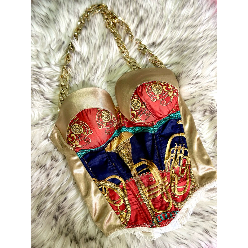 ✨Vintage corset remake Band Beenet เกาะอก สีทอง น้ำเงิน แดง ปาร์ตี้ ออกงาน บี-เนต