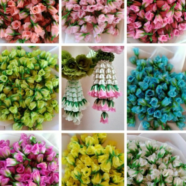 กุหลาบจิ๋ว กุหลาบร้อยมาลัย100ดอก มีให้เลือกหลายสี ร้อยอุบะ  ชายมาลัย ร้ออยตุ้งติ้ง