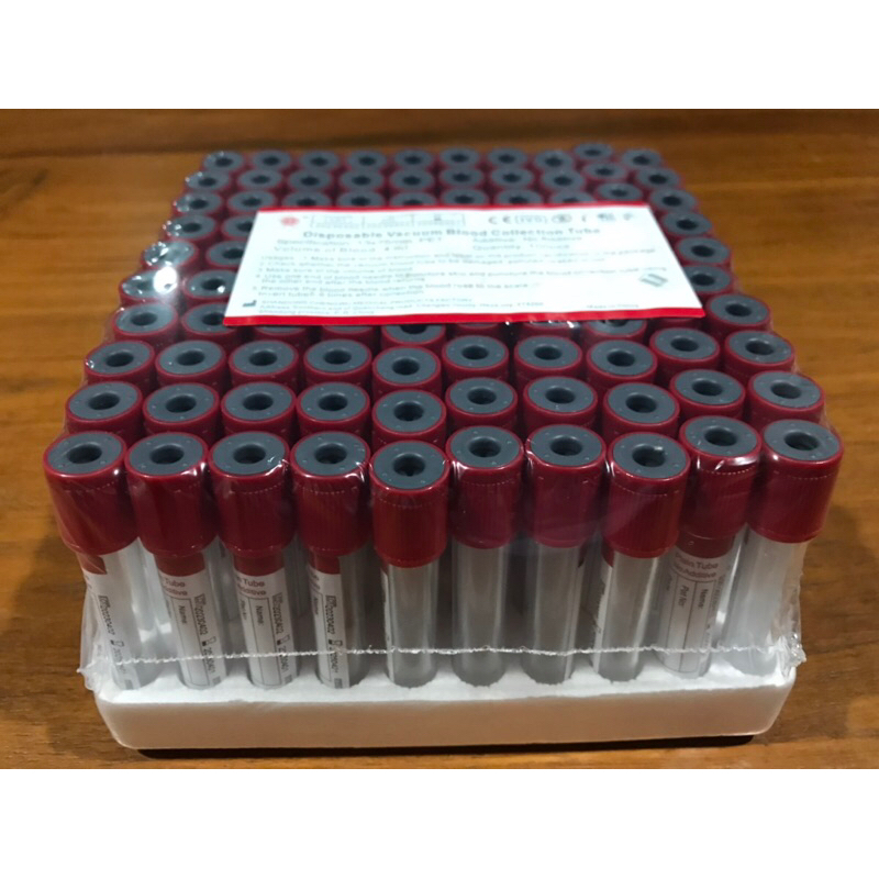 หลอดเก็บเลือดฝาแดง No additive Vacuum Blood Collection Tube 4ml.