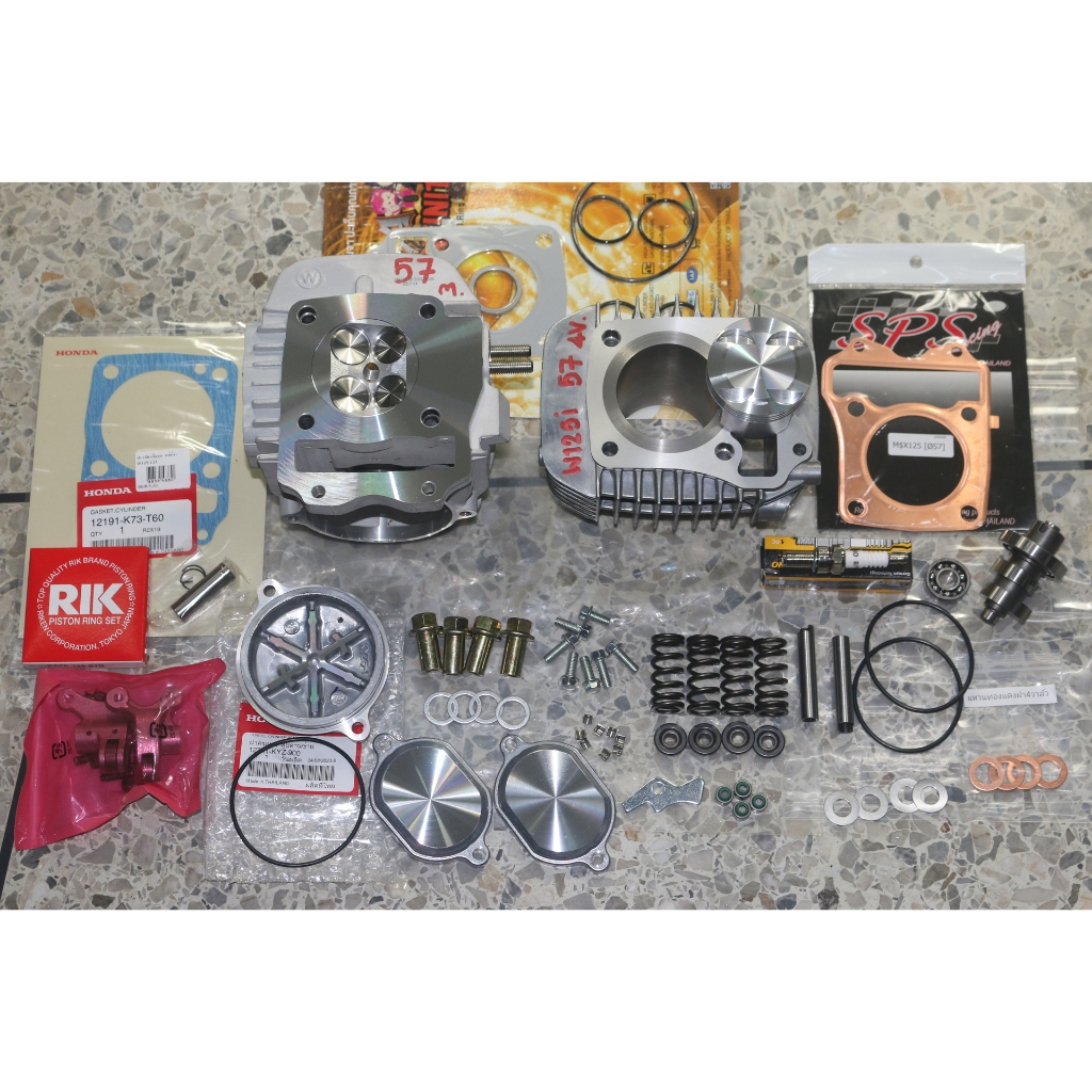 ชุดเสื้อฝา เวฟ125i msx (ปี2012-2019)  57 4วาล์ว ใส่ชักเดิม แคร้งเดิม ปลอกหนา เซ็ทหลังวาว ครบชุด ยกหั