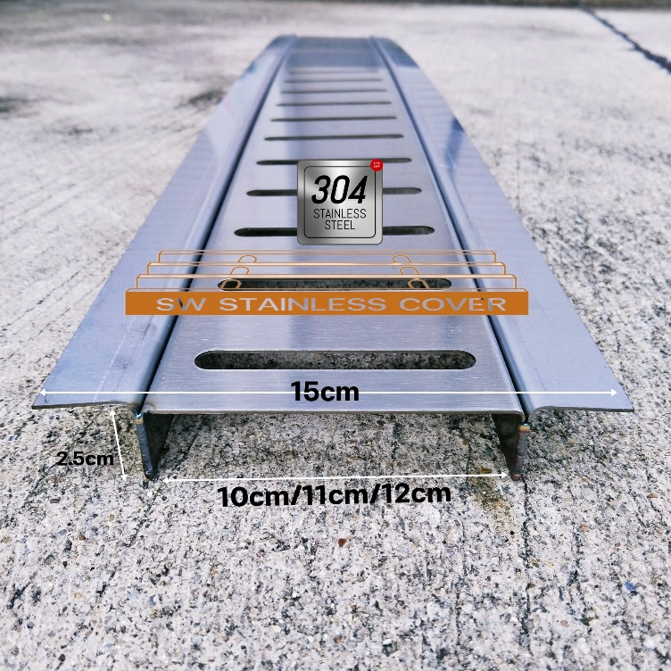 ฝาปิดร่องรางกว้างระหว่าง 10-13cm ปีกเกาะขอบวัสดุ sus304 (สินค้าไทย)