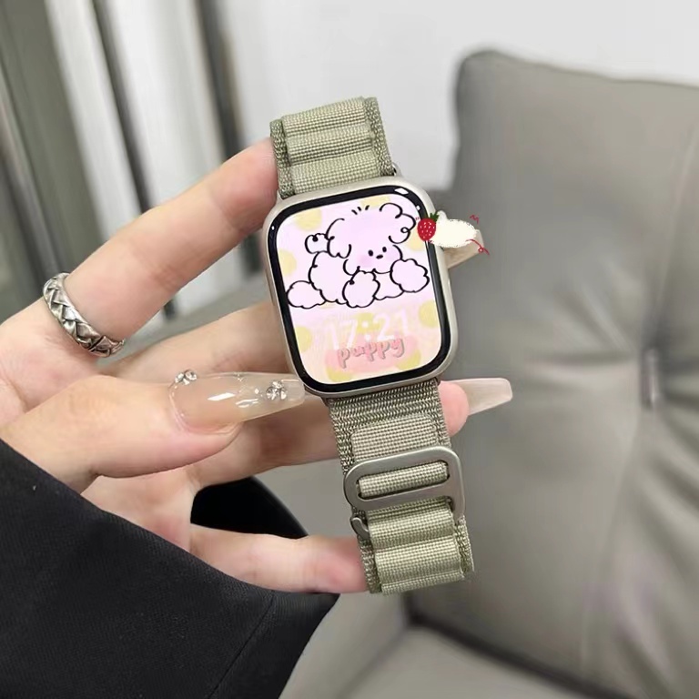 ผ้า six สายนาฬิกา smart watch สายไนลอนสําหรับ Watch 10 9 8 ultra 7 6 5 4 3 2 1 41/44/45/40/46/49mm สายสําหรับแอปเปิ้ลวอช