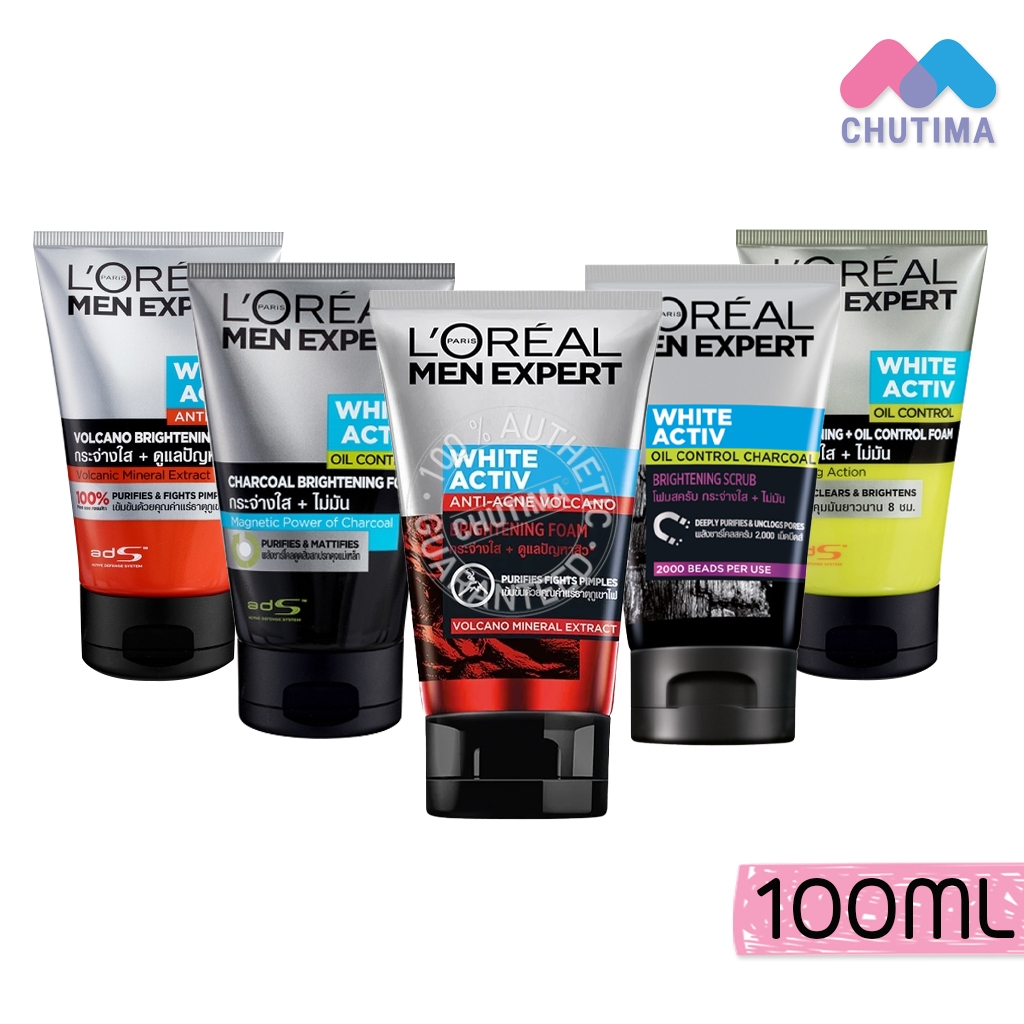 ลอรีอัล เม็น เอ็กซ์เพิร์ท ไวท์ แอ็คทีฟ ไบรท์เทนนิ่ง โฟม 100 มล.L'OREAL MEN EXPERT WHITE ACTIVE BRIGH