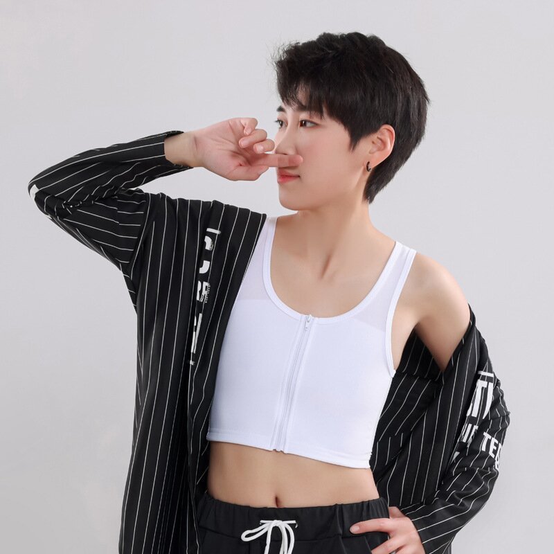 A1New🏳‍🌈เสื้อกล้ามทอม รุ่นซิปหน้าครึ่งตัว แบบบาง 2ชั้น (ผ้าตาข่าย เนื้อเย็น)เน้นใส่สบาย งบประหยัด เสื้อในทอม เก็บทรงสวยไ