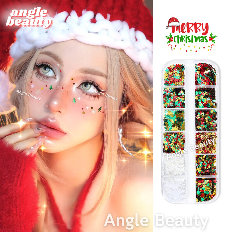 พร้อมส่งด่วน+ฟรีกาว แต่งหน้าคริสต์มาส ปีใหม่ ปาร์ตี้ แต่งหน้าเด็ก เกล็ดหิมะติดหน้า