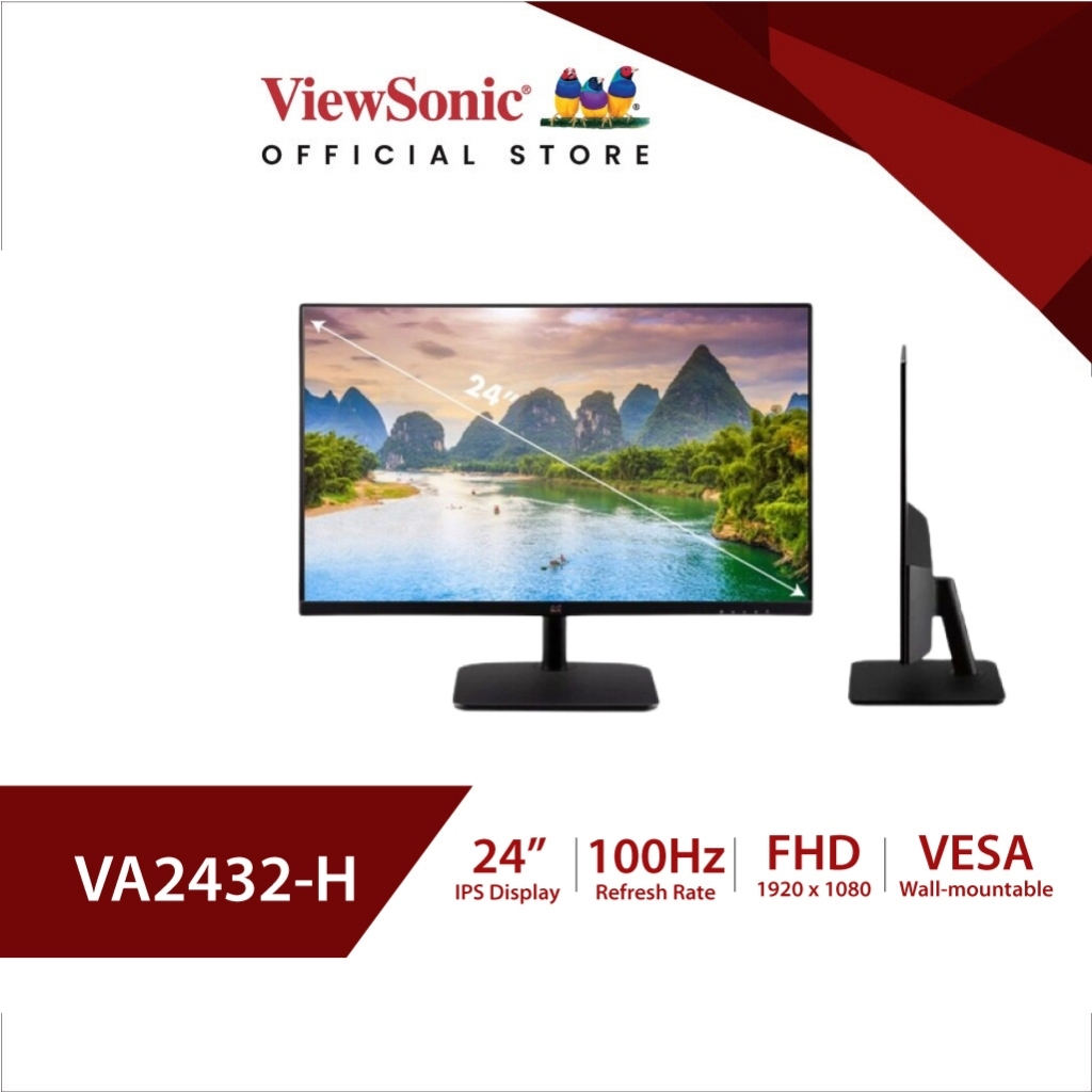Viewsonic VA2432-H Monitor / 24" / FHD  IPS / 100Hz / 1ms (จอถนอมสายตา,จอใช้งานทั่วไป,จอสำนักงาน,จอคอมพิวเตอร์24นิ้ว)
