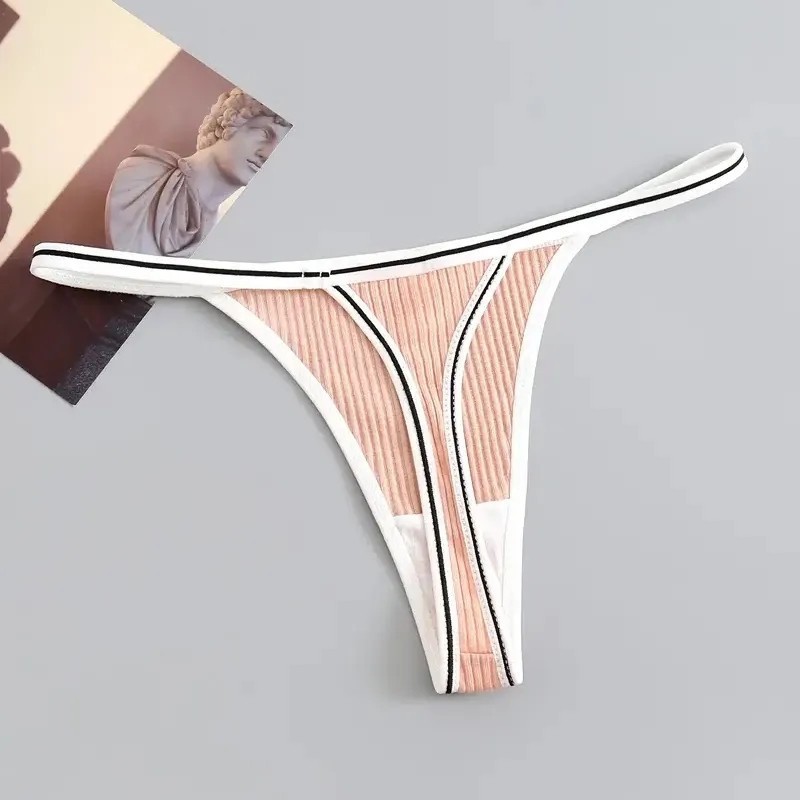 A-122 กางเกงในจีสตริง เซ็กซี่ ทรงสายฝอ สีพื้นผ้าร่อง สายเล็ก พร้อมส่ง - รูปที่ 4