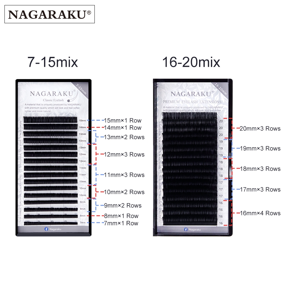 ขนตาปลอม NAGARAKU คลาสสิก Classic กล่องเทา เส้นกลม ขนตานาการากุ ผสม7-15mm&16-20mm เคิฟC,D,L,LC *ของแท้100%*💝ส่งไวในไทย รูปที่ 6