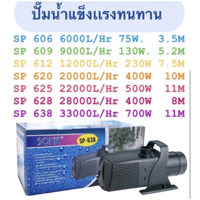 ปั๊มน้ำสำหรับบ่อปลา sonic SP-620/SP-625/SP-628/SP-638