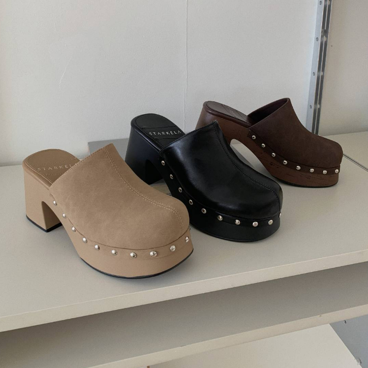 Starkela *Official* รองเท้าเปิดส้น ทรง Clog ตอกหมุดเงิน Starkela (SW8-665)