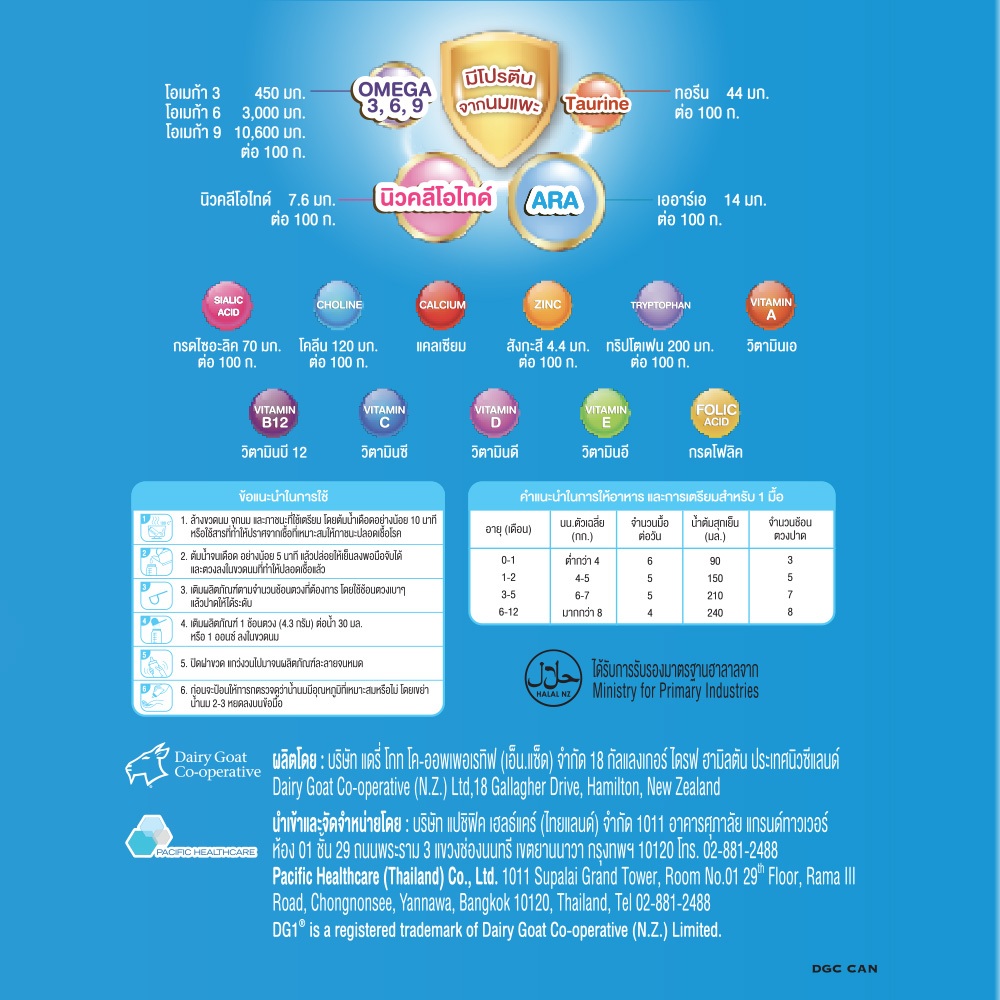 DG ดีจี-1 นมผง อาหารทารกจากนมแพะ ขนาด 800 กรัม - รูปที่ 3
