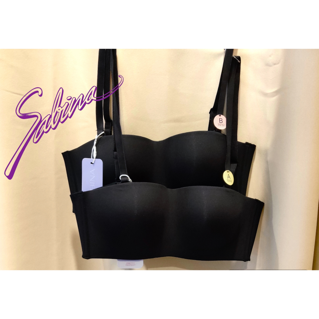 Sabina แท้เสื้อชั้นใน Invisible Wire (ไม่มีโครง) ไม่ดันทรง รุ่น Pretty Perfect รหัส SBXU8900 สีดำ ถอดสายได้