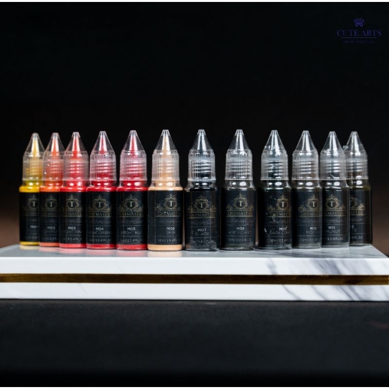 สี T-MASTER T-angle สีเชื้อน้ำออแกนิค เม็ดสีน้ำเข้าUSA สีสักคิ้ว สีสักปาก ออมเบร แฮรสโตก สีM01-M12