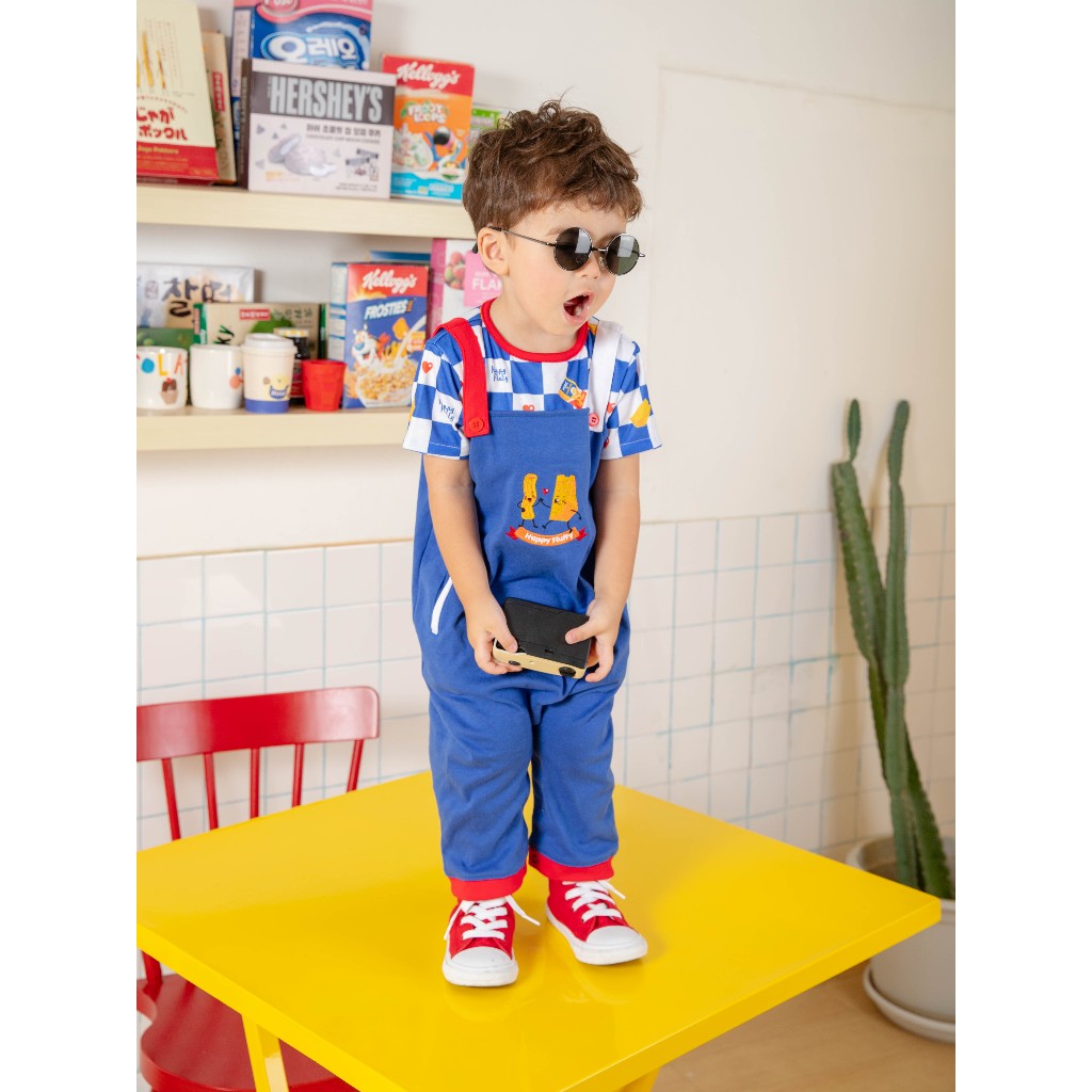Happyfluffy Look 1 Dungaree Romper ชุดเอี๊ยมเด็ก เสื้อผ้าเด็กผู้ชาย เสื้อผ้าเด็กเล็ก รอมเปอร์