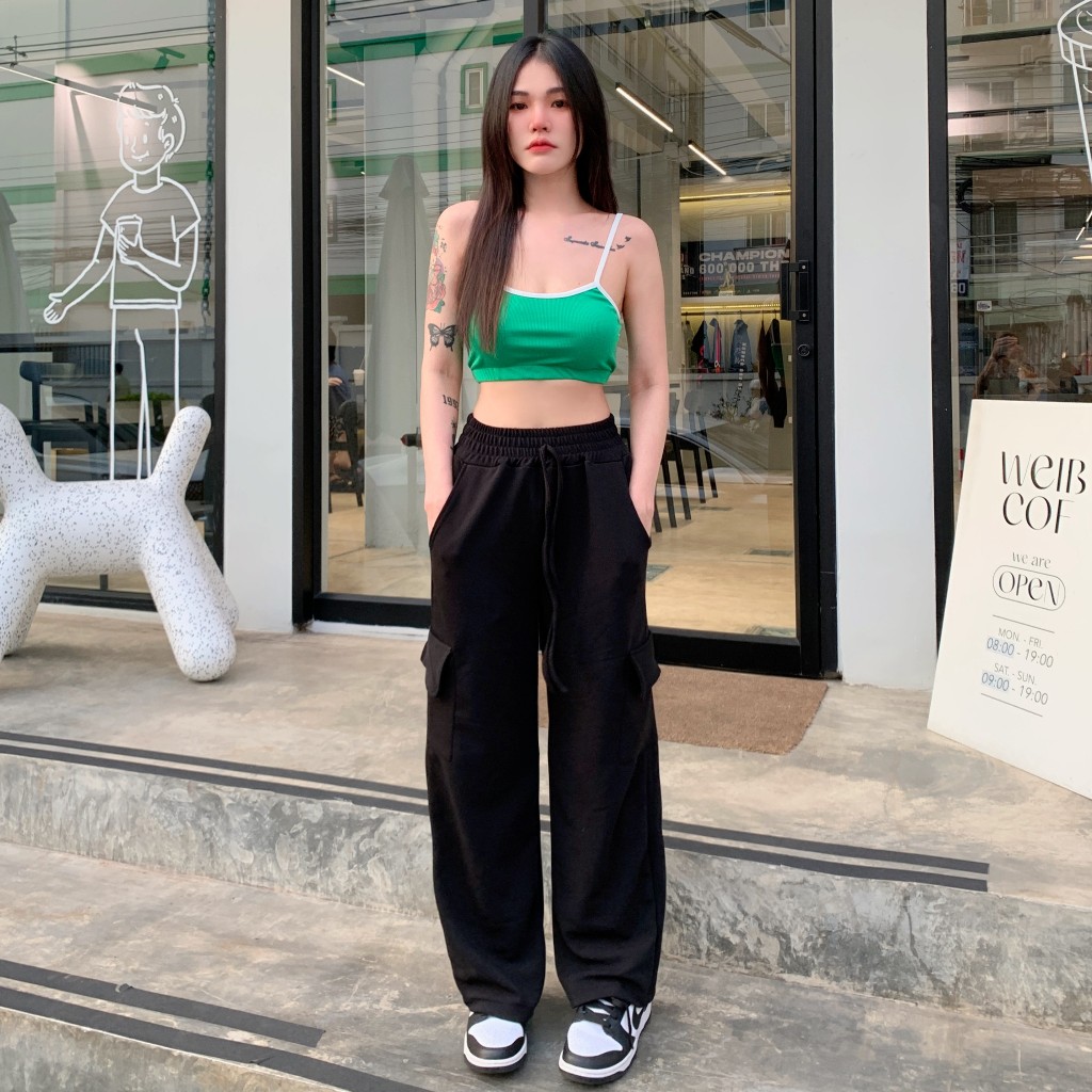 SpinnyHouse กางเกงคาร์โก้ ผ้าวูลเวฟยืดเยอะ ผ้าไม่หนาใส่สบาย   ทรงกระบอก y2k สาวอวบก็ใส่ได้น้า รุ่น กางเกงcarebear ราคา ถูกที่สุด ดีลบีเคเค แกลเลอรีภาพที่ 3