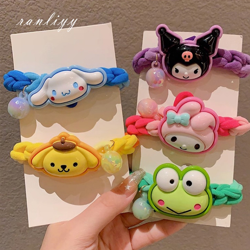 ส่งเร็ว ยางรัดผมซานริโอ้การ์ตูนน่ารักเกาหลีสีสันสดใสเชือกถักนิ่มหางม้านักเรียนเครื่องประดับผมเด็กผู้หญิง2023ใหม่-Ranliyy