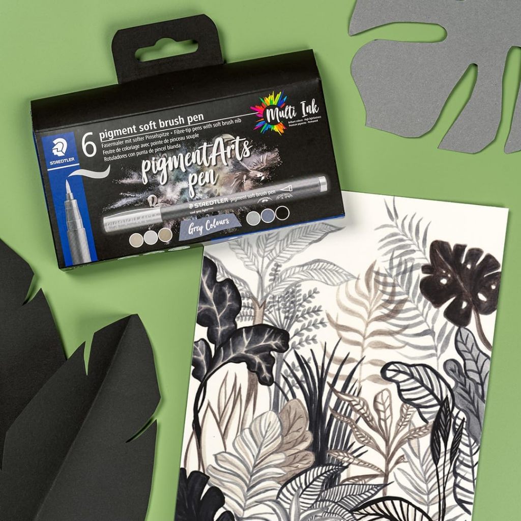 ชุดปากกาพิกเม้นท์ หัวพู่กัน Pigment Arts Soft Brush Pen Grey Colours STAEDTLER
