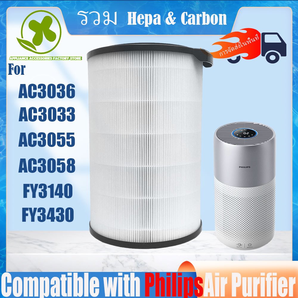 🔥ของแท้ 🔥แผ่นกรอง ไส้กรองอากาศ Philips air purifier AC3036 AC3033 AC3055 AC3058 HEPA Filter FY3140 F