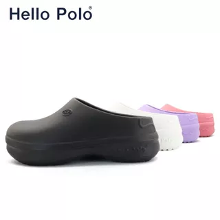 Hello Polo รองเท้าแตะแบบสวม รองเท้าคัทชูพยาบาล พื้นนิ่ม EVA สีขาว HP8009 เหมาะกับผู้หญิงและผู้ชาย