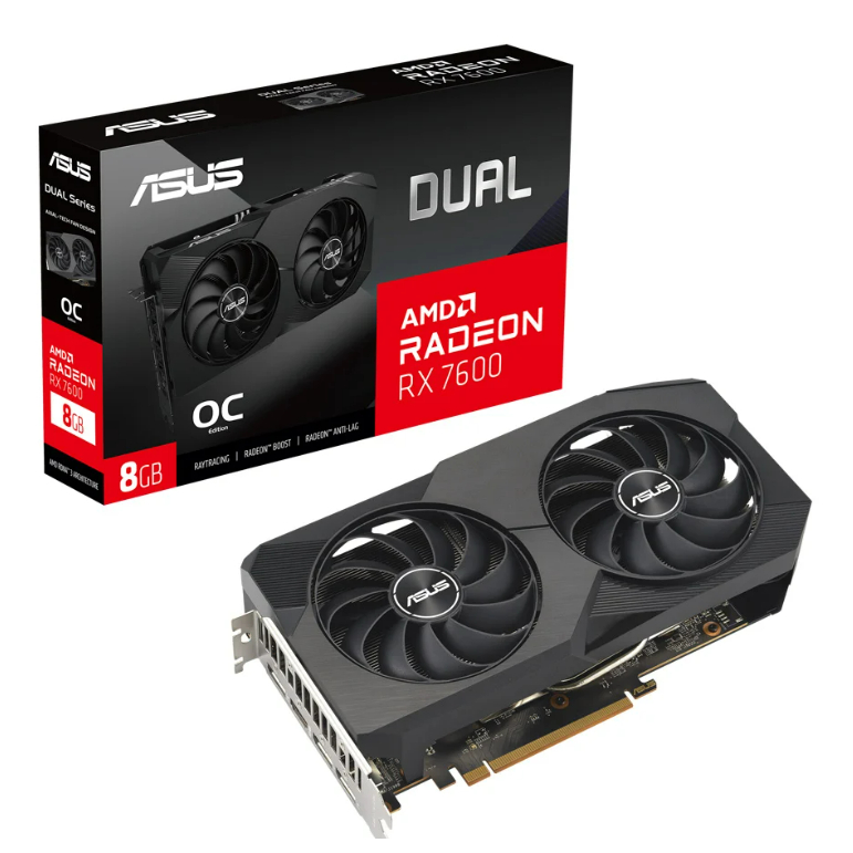 VGA (การ์ดแสดงผล) ASUS DUAL-RX7600-O8G - 8GB GDDR6