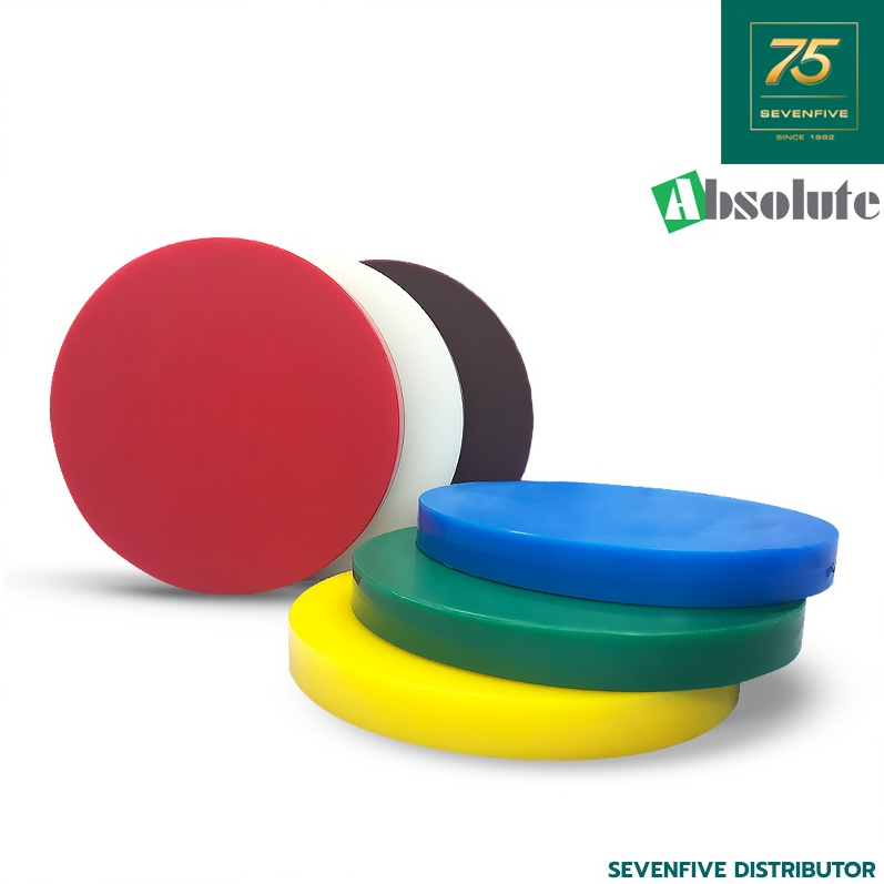 ABSOLUTE เขียงพลาสติกPE วัสดุฟู้ดเกรด เขียงกลม ขนาด35x5ซม. หนา5ซม. ASL1-CB35H