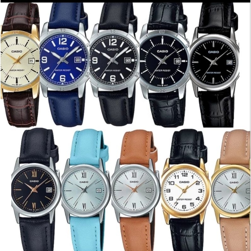 CASIOนาฬิกาสายหนังLTP-V001GL/LTP-V002L/LTP-V004L  LTP-005L LTP-006L ของแท้รับประกัน1 ปี