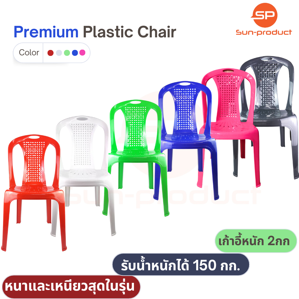 เก้าอี้พลาสติก ลายหวาย เกรดส่งออก คุณภาพสูงรองรับนน 120-150กก. มีพนักพิง+ยางกันลื่น แข็งแรงมาก