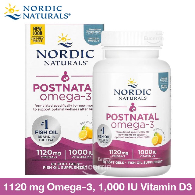 Nordic Naturals, Postnatal Omega-3, Lemon, 560 mg, 60 Soft Gels น้ำมันปลา วิตามินดี3 สำหรับคุณแม่หลังคลอดและให้นมบุตร