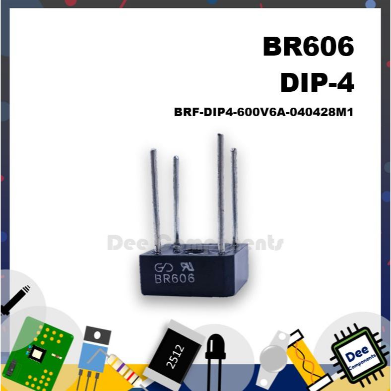 EIC Semiconductors BR606 Silicon Bridge rectifiers 600V 6A DIP-4 BRF-DIP4-600V6A-040428M1