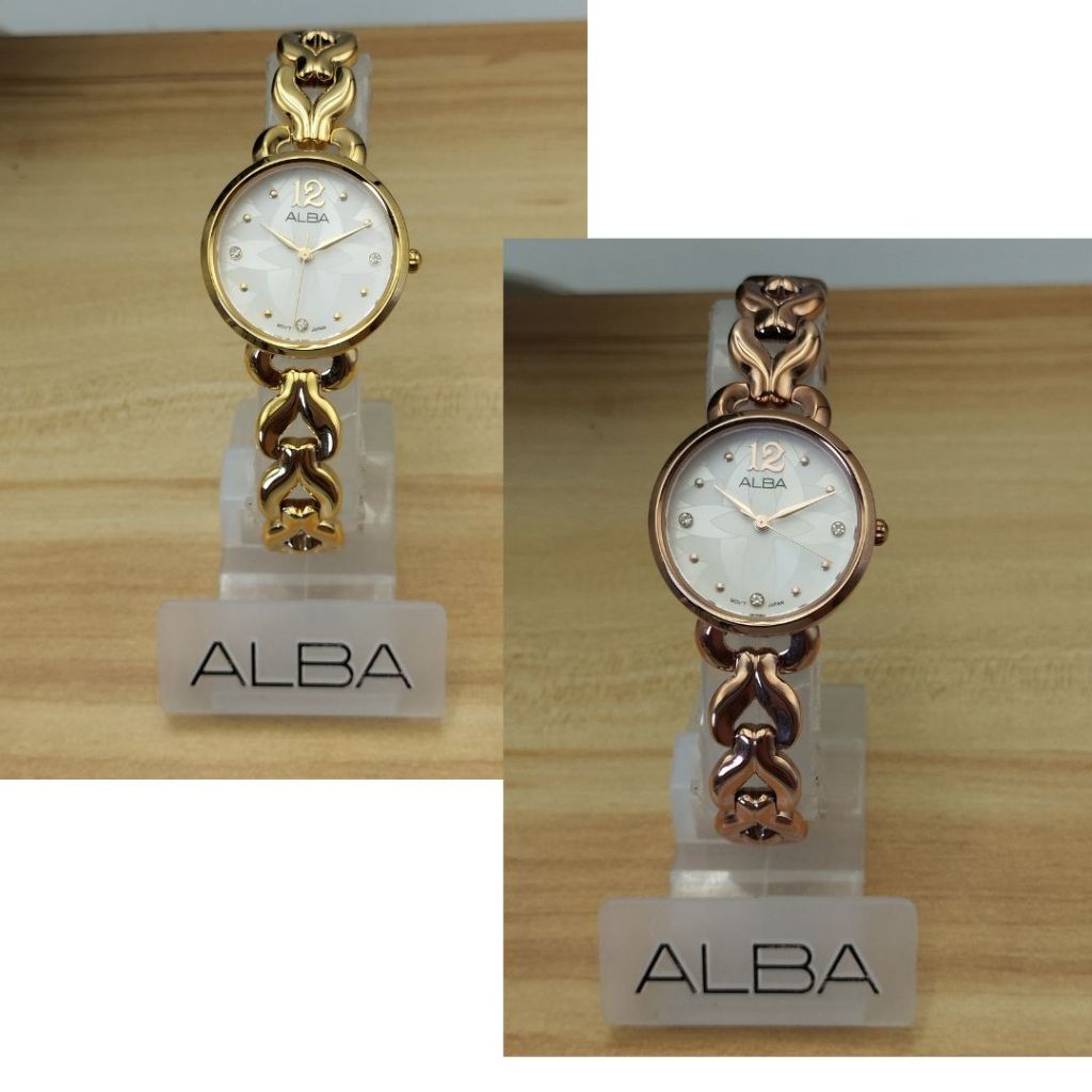 ALBA นาฬิกาข้อมือผู้หญิง รุ่น AH8434x1 ระบบควอตซ์ หน้าปัดลายดอกไม้ คริสตัลแท้