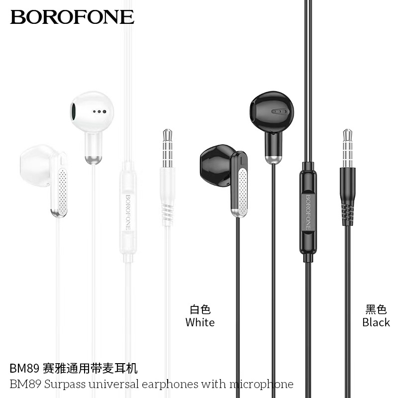 【ของแท้100% 】หูฟัง Borofone BM89 มีไมค์โครโฟนสามารถ คุยโทรศัพ์ ฟังเพลง และเล่นเกมส์ได้ เหมาะกับโทรศัพท์ aux 3.5mm/type-C