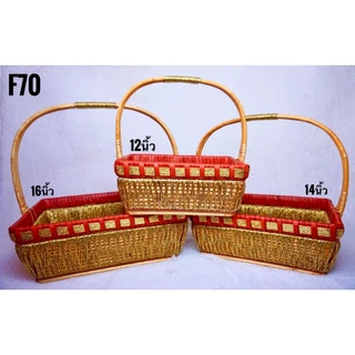 (พร้อมส่ง) F70 กระเช้างานแฮนด์เมดจากไม้อย่างดี สีแดง+ดิ้นทอง กระเช้าปีใหม่
