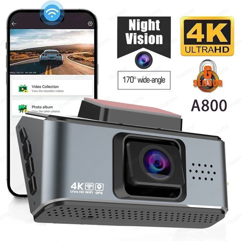 กล้องติดรถยนต์ A800 SUPER HD 4K+1080p WiFi Viidure 12.0MP HDR 2กล้องหน้าหลัง ภาพคมชัดทั้งกลางวัน กลางคืน ของแท้100%