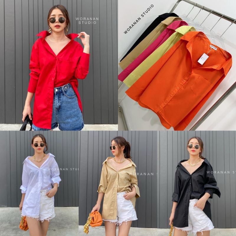 shirt เสื้อเชิ้ตแขนยาวสีสันสวยงามมากผ้าcotton100%