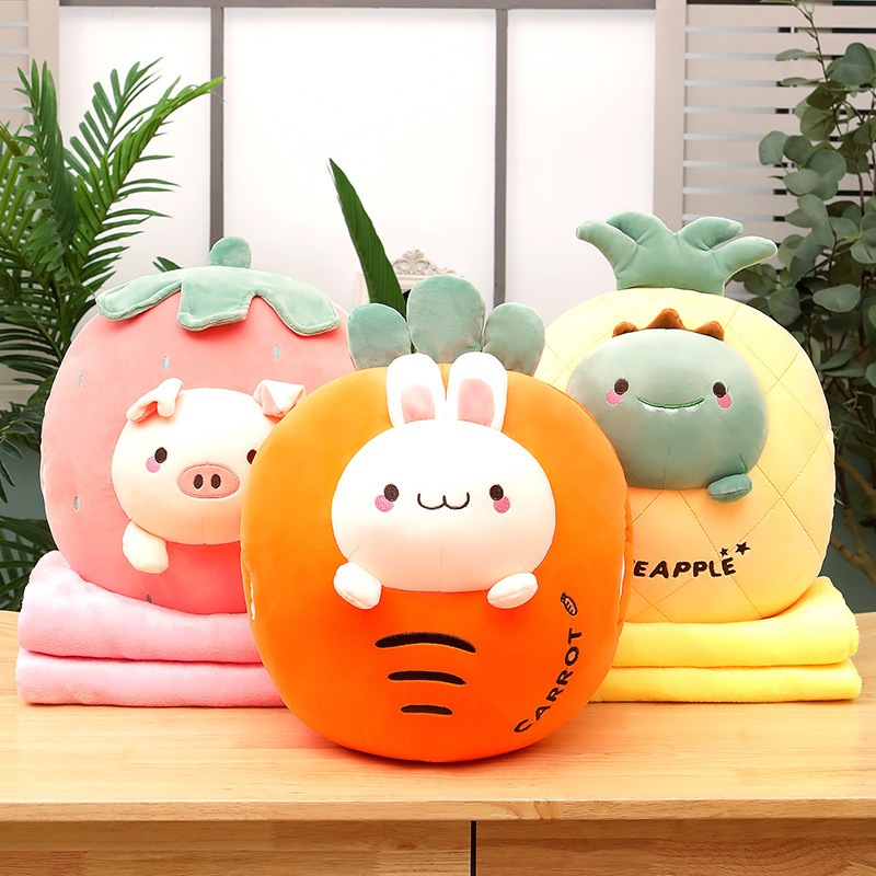 ของขวัญ หมอนผ้าห่ม ตุ๊กตา พร้อมผ้าห่ม ขนาด100*160 น้องกระต่าย น้องหมี หมูสตอ ไดโนเสาร์ น่ารัก น่ากอด น่าซื้อ พร้อมส่ง