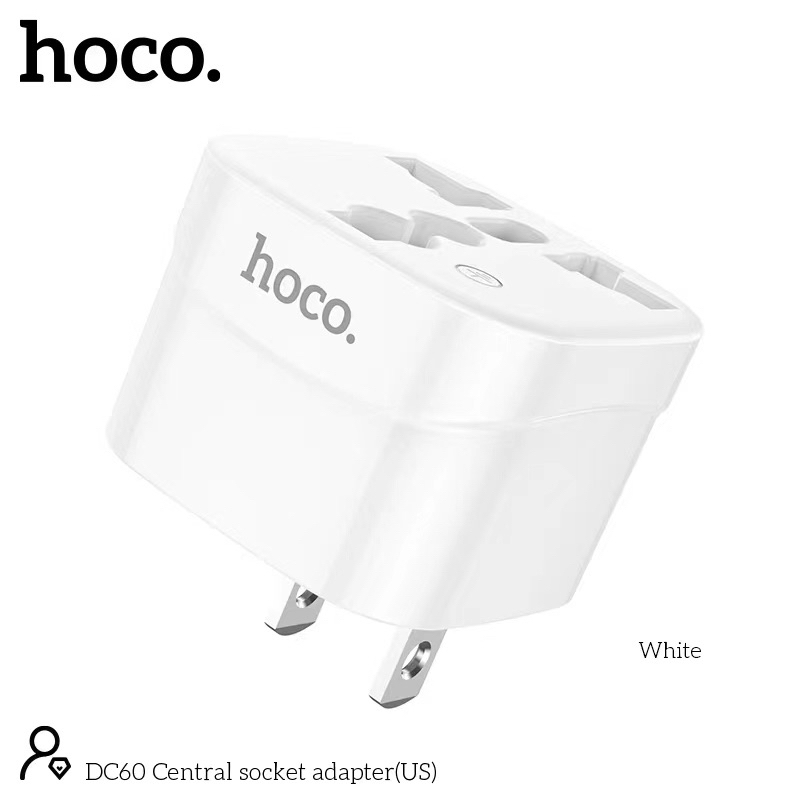 Hoco DC60 ปลั๊กอะแดปเตอร์ 1 ช่อง ปลั๊กอย่างดี ปลั๊กแปลงจาก 3 ขา เป็น 2 ขาแบน ใช้กับขาปลั๊กจีนได้
