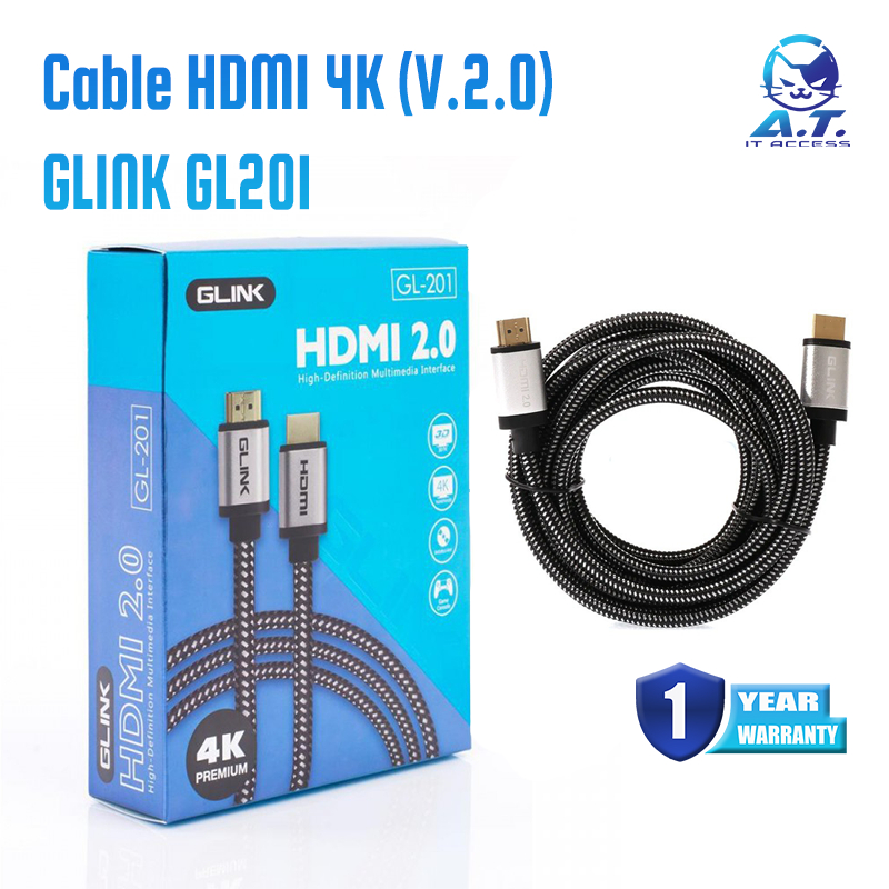 Cable HDMI 4K (V.2.0) M/M (1.8M) GLINK GL201 สายถัก