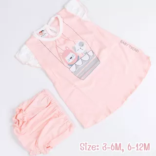 Babyhood ชุดกระโปรงลูกสาว ชุดเดรสเด็กอ่อน+กางเกงใน ผ้านุ่มใส่สบาย (1 ชุด) | Babytrend