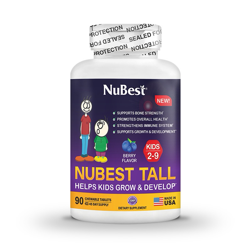 NEW 💥สินค้าUsA💥🇺🇸 NuBest Tall Kids, วิตามินรวมสำหรับเด็กอายุ 2-9 ปี, รสเบอร์รี่, 90 เม็ดเคี้ยว