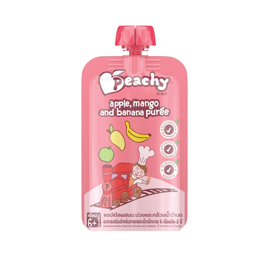 Peachy รสแอปเปิ้ลผสมมะม่วงและกล้วยน้ำว้าบด 1 ถุง (R2)