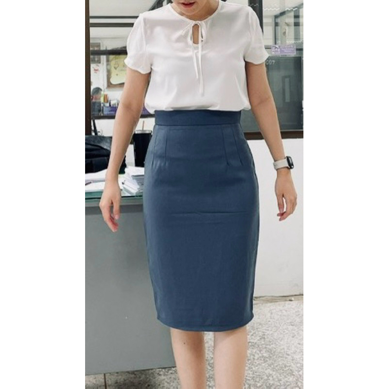 กระโปรงผ้าฮานาโกะ มีขอบ ผ่าหลัง สินค้าพร้อมส่ง S-5XL