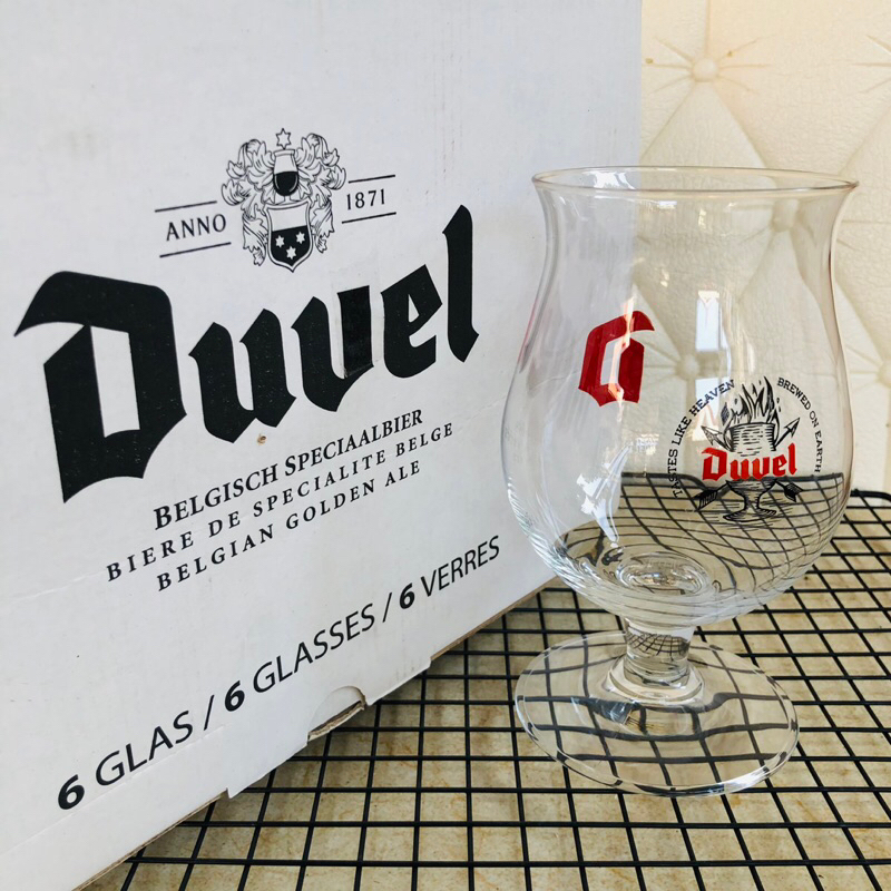 แก้วเบียร์คริสตัล มีฐานทรงทิวลิป ดูเวล Duvel BELGISCH SPECIAALBIER เบียร์ปีศาจ จากเบลเยี่ยม มือสอง