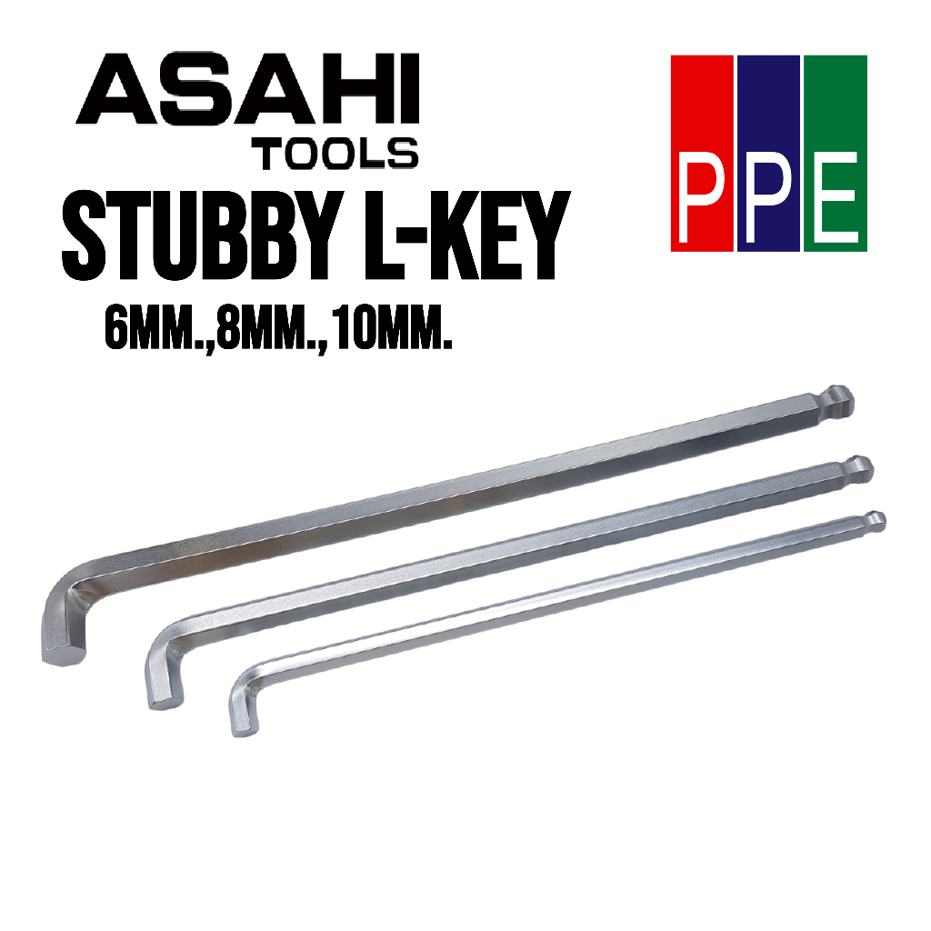 DV0600,DV0800,DV1000 [Asahi] หกเหลี่ยมคอสั้น 1/2 1.5mm.,2 mm.,2.5mm. Stubby L-Key 1/2