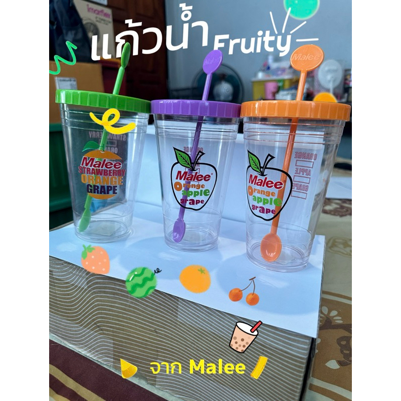 แก้วน้ำของ malee พร้อมช้อนคน