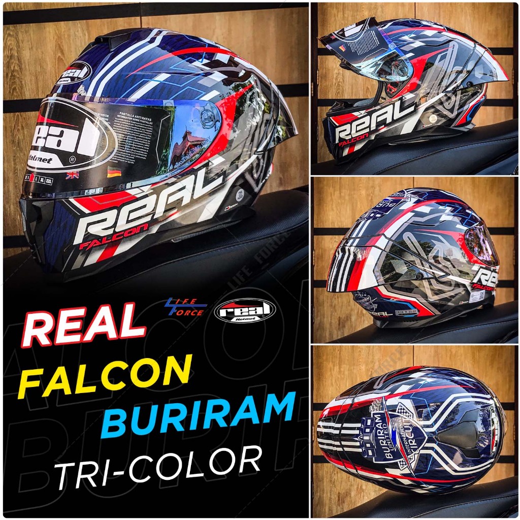 หมวกกันน็อค Real Falcon รุ่น Buriram มีให้เลือก 5 Size หมวกทรง Sport สปอยเลอร์ถอดได้
